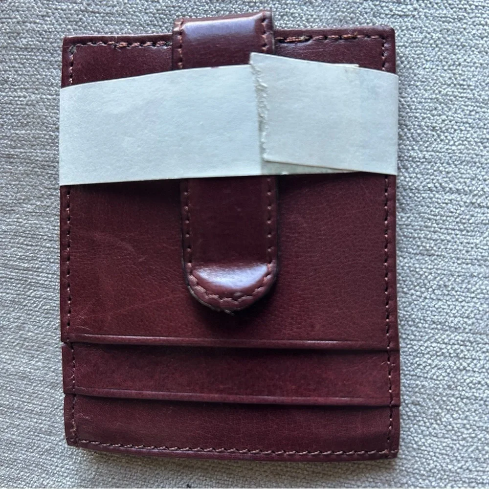 Bacci Vintage Burgundy Leather Money Clip and Credit Card Holder